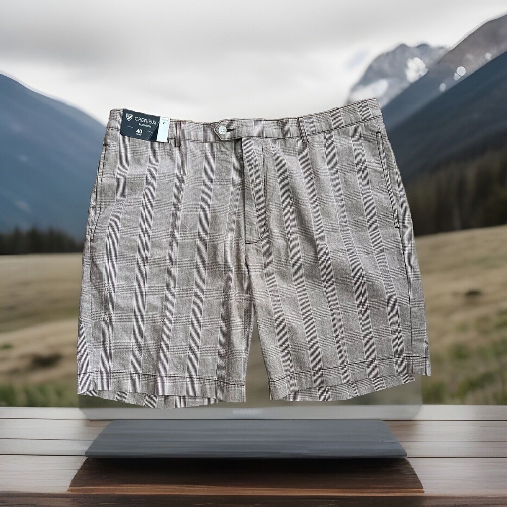 Cremieux Madison Short 9" Inseam Brown Plaid Size 40 Stretch Casual